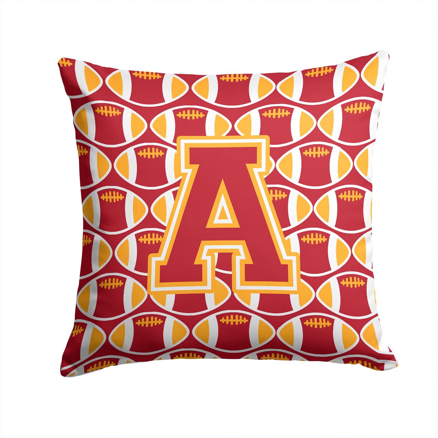 Letter A Football Cardinal and Gold Fabric Decorative Pillow - 100% Machine Washable Indoor/Outdoor Throw Pillow for Couch, Bed, Patio | Perfect for Game Day Decor, College Dorm Room, Sports Fan Gift and Home Accent