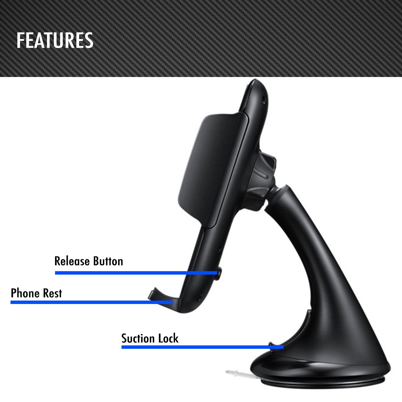 Universal Car Phone Mount for Windshield & Dashboard - Compatible with Motorola Moto G7 Play 2019 & Most Smartphones - Secure Hands-Free Holder for Driving, GPS Navigation & Road Trips (Black)