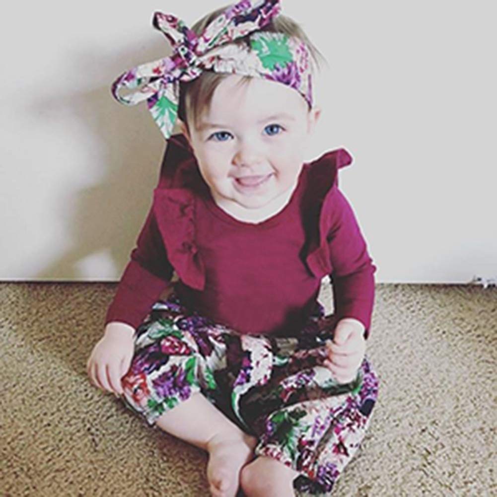 3PCS Baby Girl Clothes Set - Floral Romper, Bodysuit & Pants Outfit for Newborn Toddler | Soft Cotton Infant Jumpsuit for Playtime, Photo Shoots & Daily Wear