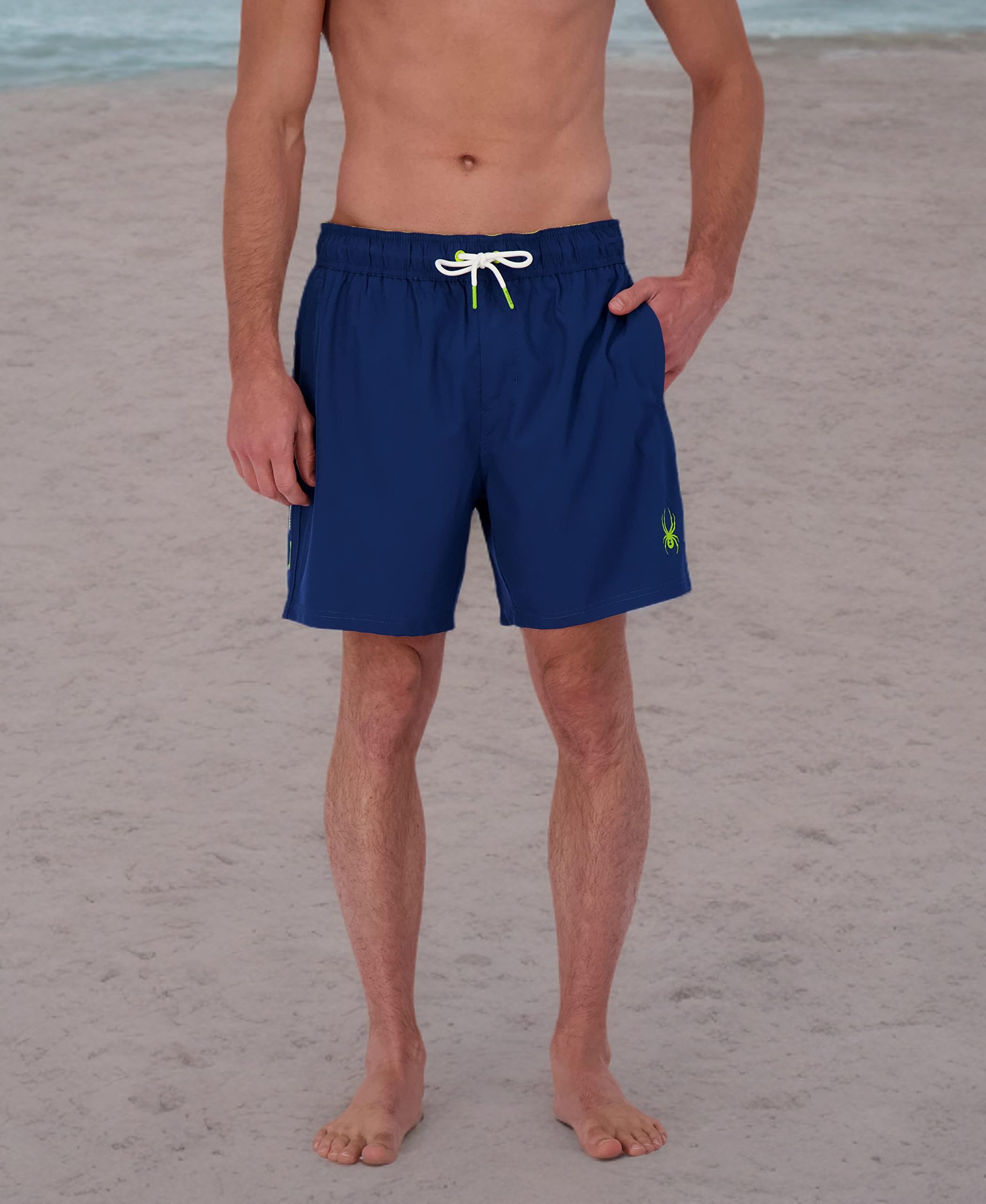 Spyder Men's Quick-Dry Stretch 7-inch Swim Trunks with UPF 50+ Sun Protection, Gym Shorts with Pockets & Mesh Liner - Perfect for Swimming, Beach, Pool & Workout
