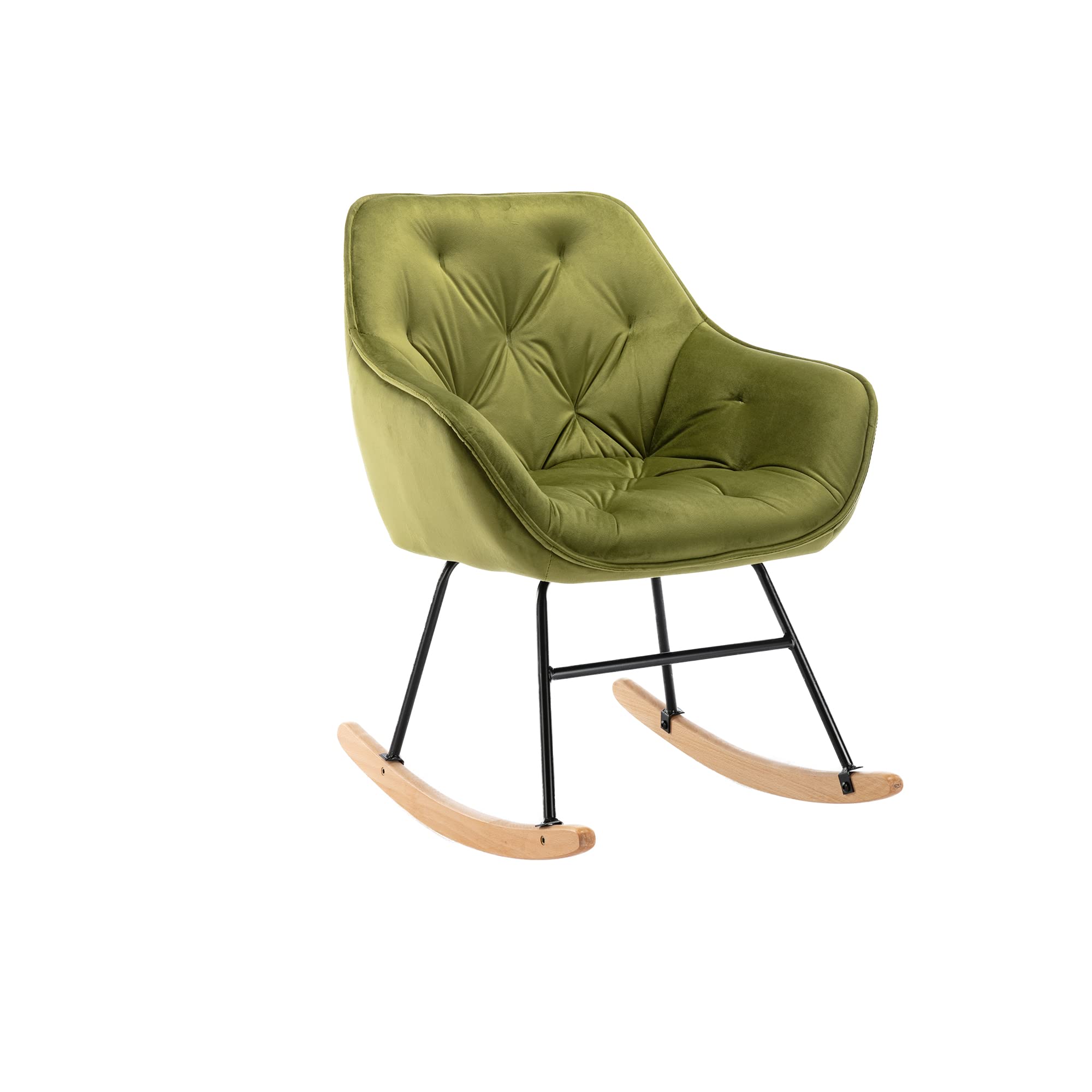 Modern Rocking Nursery Accent Chair - Soft Toweling Upholstery, Green - Perfect for Living Room, Bedroom & Nursery Decor | Cozy Seating for Relaxation & Nursing