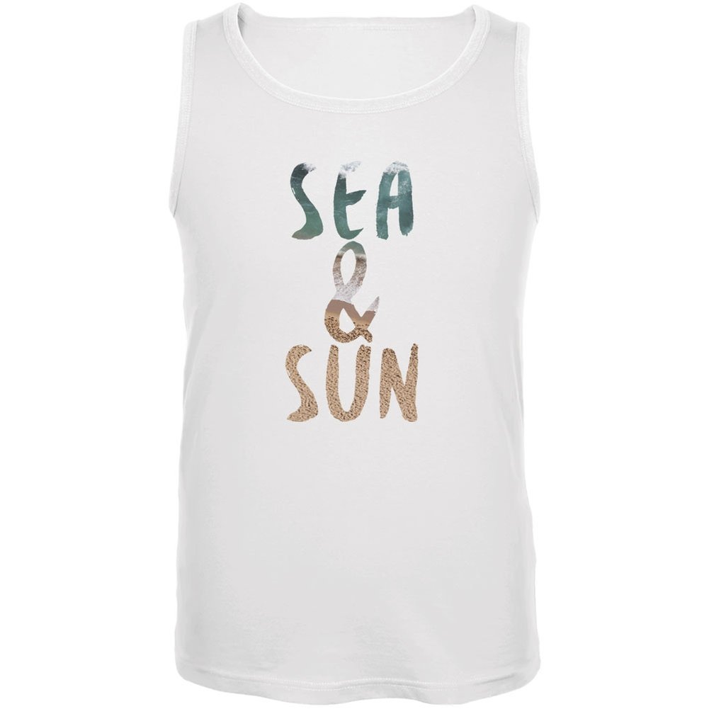 Sea & Sun Summer Beach White Adult Tank Top for Men & Women - X-Large Size - Perfect for Beach Vacation, Pool Party & Summer Outfits