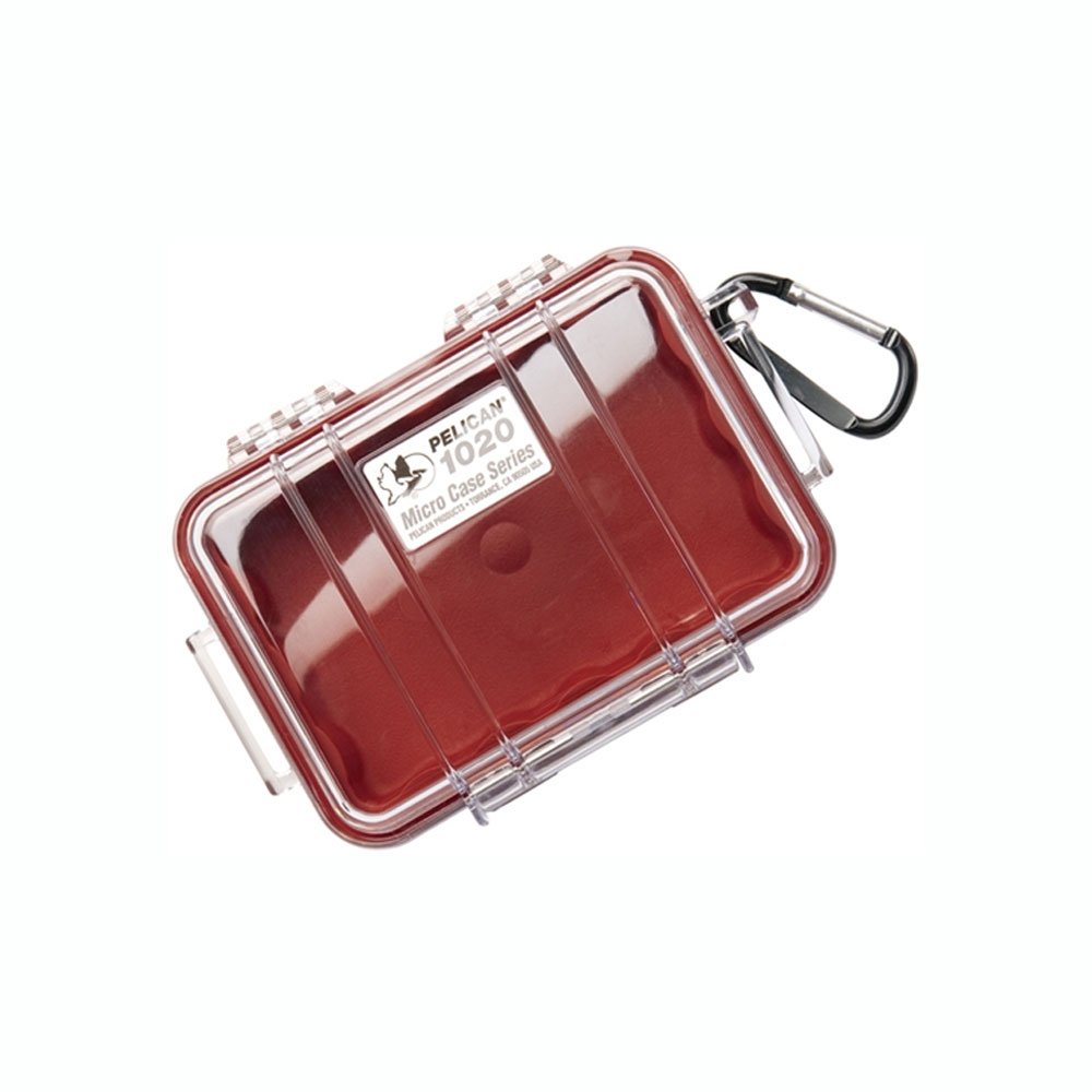 Pelican 1020 Micro Waterproof Case - Red/Clear - Compact Protective Hard Case for Electronics, Tools & Valuables - Perfect for Travel, Camping & Outdoor Adventures