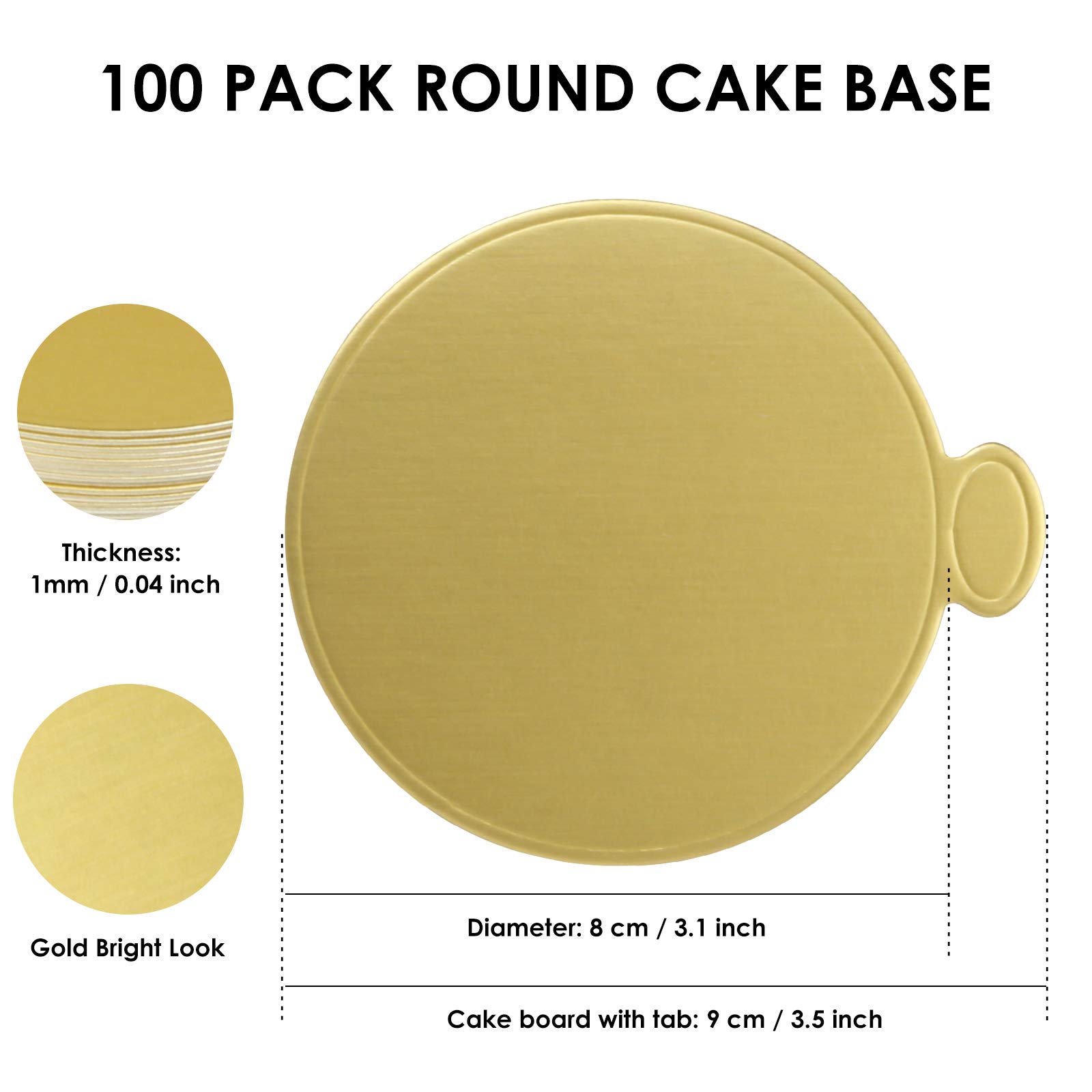 Hanmir 10-Inch Round Cake Base - Sturdy Cardboard Cake Boards for Professional Cake Decorating, Baking & Dessert Displays - Perfect for Birthday, Wedding & Party Cakes