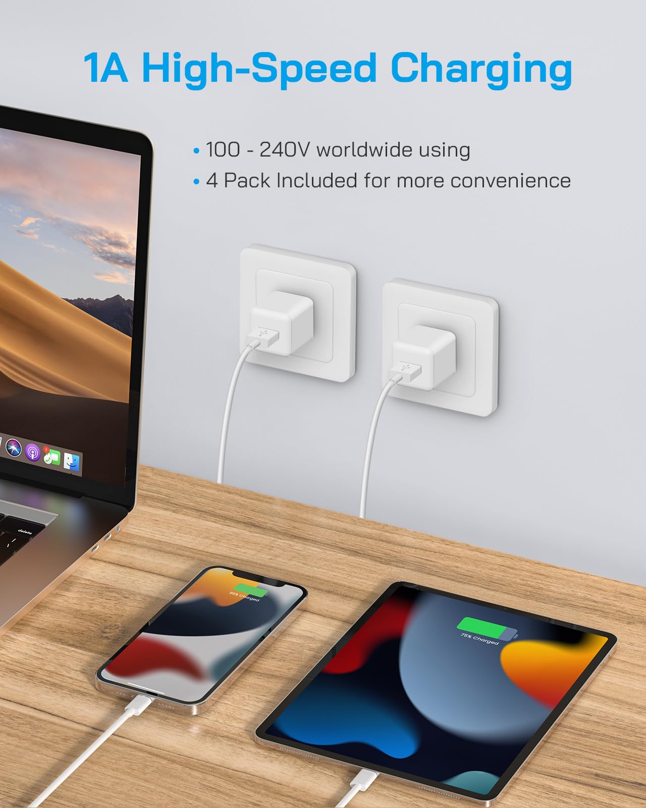 MFi Certified iPhone Lightning Charger Cable 6ft - Fast Charging USB Cord for iPhone 14/13/12/11 Pro/Pro Max/SE 2022/8/7/XS/XR/X & iPad (4-Pack) - Perfect for Home, Office, Travel & Car Charging