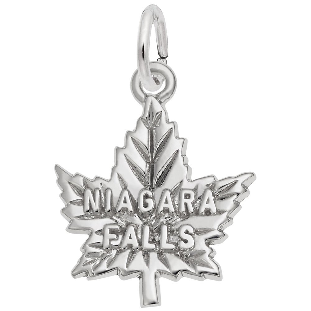 Niagara Falls Maple Leaf Charm - Sterling Silver Jewelry Pendant for Bracelets & Necklaces - Perfect for Travel Souvenirs, Gifts & Canadian-Themed Accessories