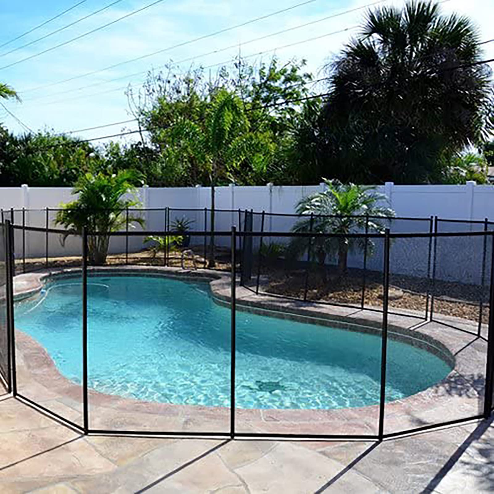 SSLine 4x12 FT Removable Mesh Pool Fence - Safety Barrier for In-Ground Swimming Pools, Outdoor Yard & Deck Security Fencing with Easy DIY Installation Kit | Perfect for Backyard, Garden & Poolside Protection