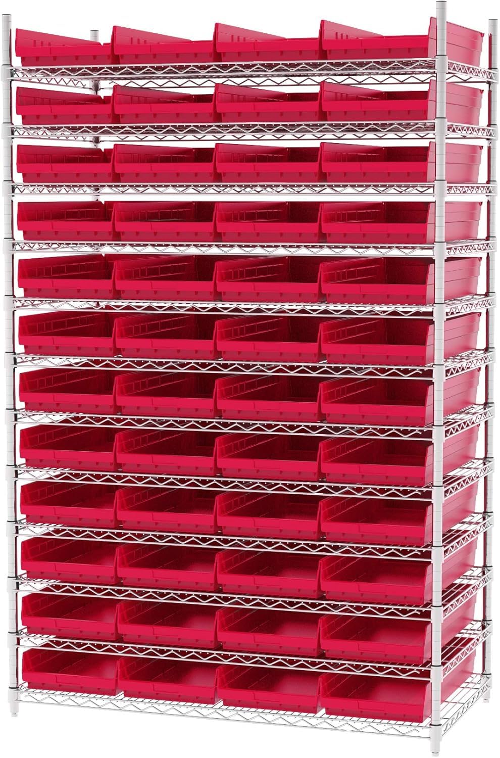 Akro-Mils 30174 Heavy Duty Plastic Storage Bins - 6 Pack Red Shelf Organizers (24