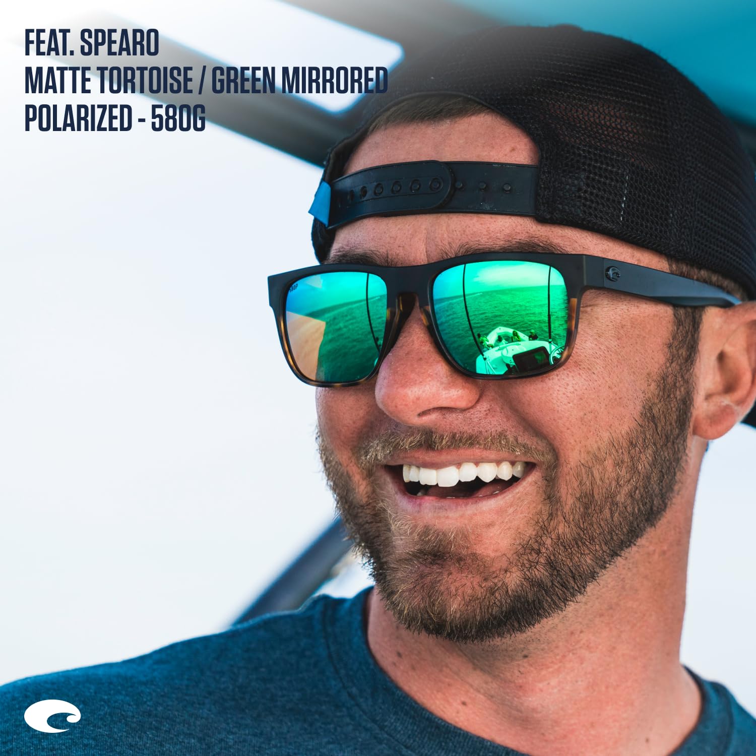 Costa Del Mar Men's Spearo Square Polarized Sunglasses - UV Protection, Durable Frame - Perfect for Fishing, Boating & Outdoor Adventures