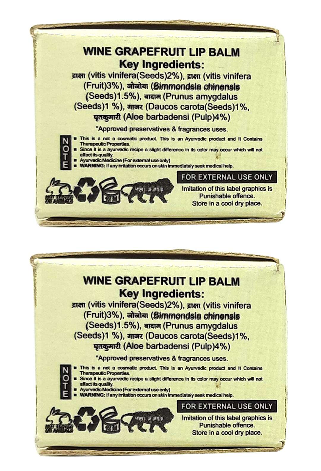 Khadi Pure Herbal Wine Grape Fruit Lip Balm - 10g (Pack of 2) | Natural Moisturizing Lip Care for Dry & Chapped Lips | Perfect for Winter, Travel & Daily Use