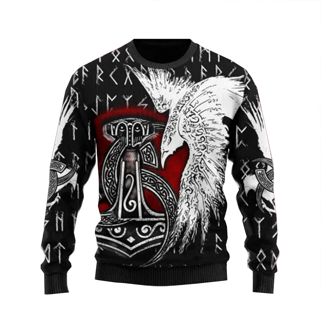 Funny Ugly Christmas Sweaters for Women & Men - Vintage Viking Holiday Crewneck Sweater | Cozy Winter Pullover for Xmas Parties & Family Gatherings