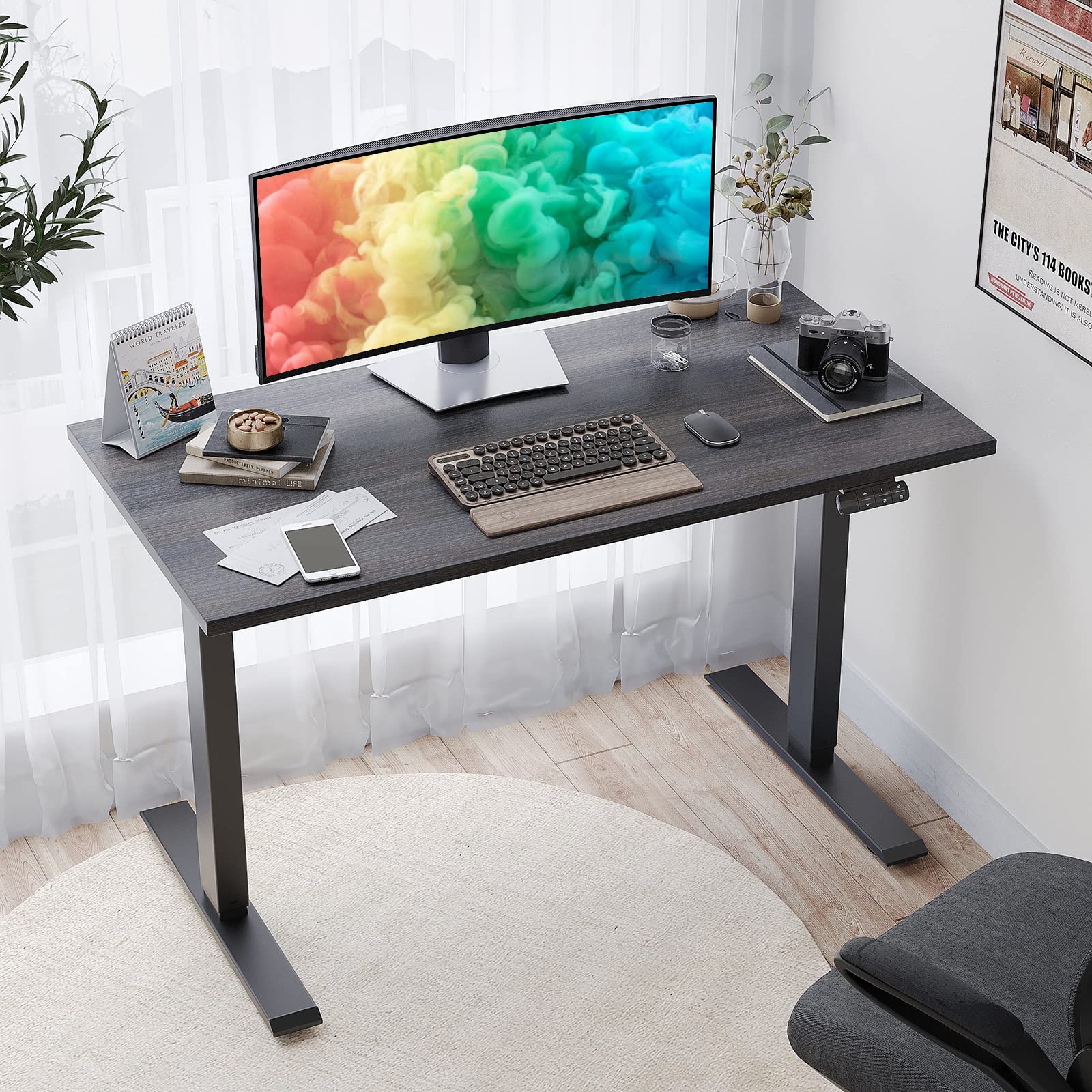 Soohow Smart Advanced Standing Desk - Dual Motor Electric Adjustable Height Desk for Home Office, Sit to Stand Desk with 3 Memory Presets & USB Port - Ergonomic Laptop Computer Workstation for Writing, Gaming & Remote Work (48