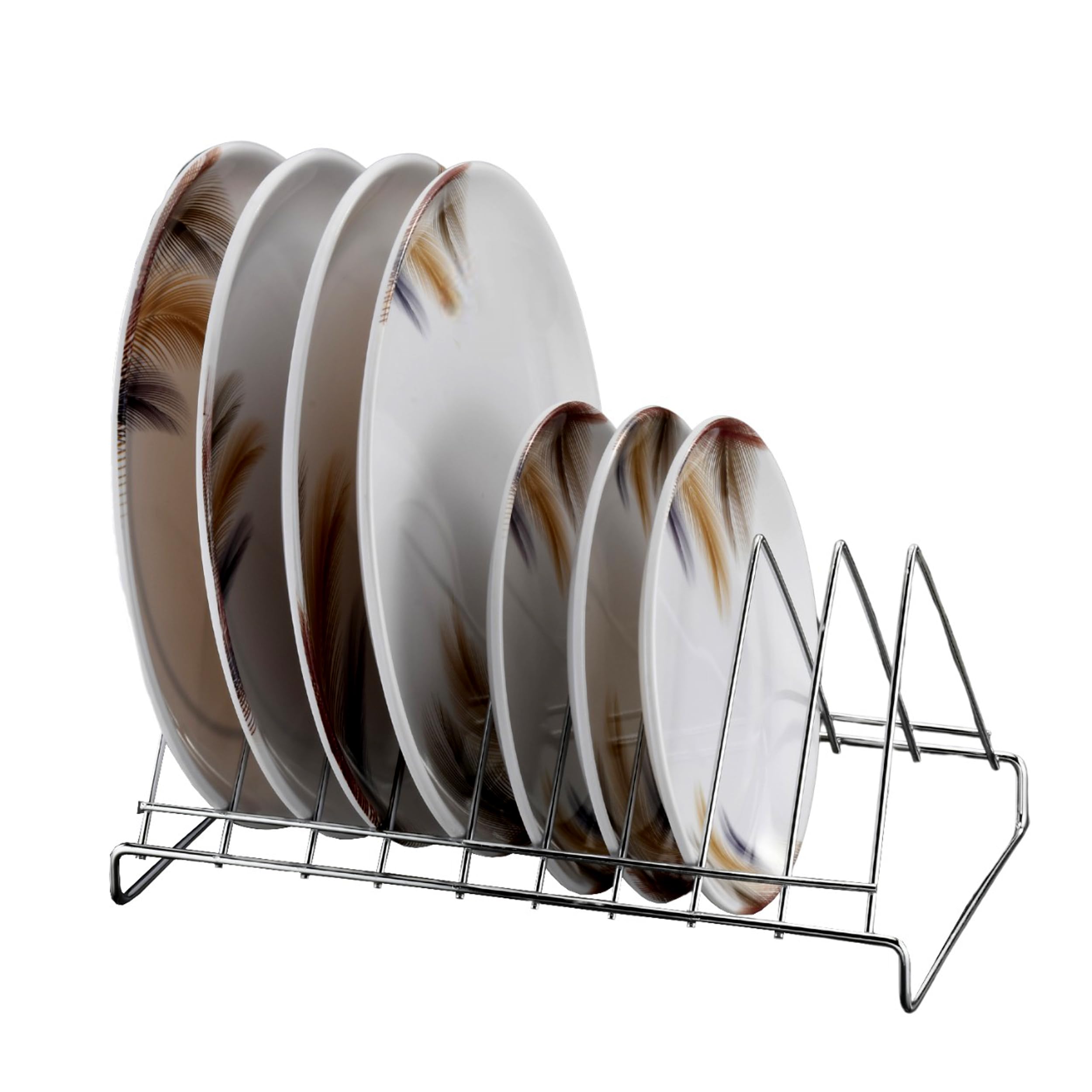 STANDIFY Stainless Steel Thali Rack - Durable Dish Rack & Plate Stand Organizer with Lid Holder - Perfect for Kitchen Countertop Storage & Utensil Organization