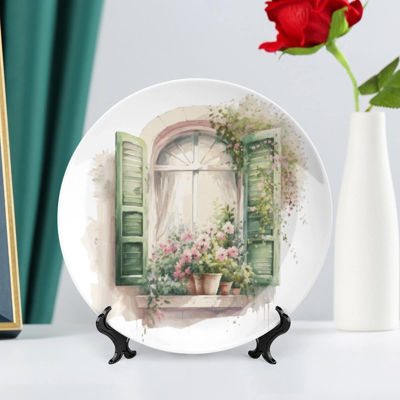 Romantic Pink Floral Spring Painting Ceramic Decorative Plates - 10 Inch Handmade Home Decor for Wedding Gifts, Dinner Parties, Living Room, Kitchen & Hallway Display - Perfect for Spring Tablescapes, Bridal Showers & Farmhouse Decor