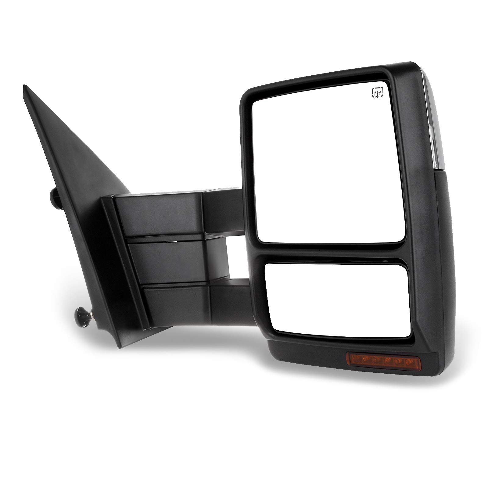 CCiyu Chrome Power-Adjusted Heated Towing Mirrors with Turn Signal & Puddle Light - LH Left & RH Right Compatible with 2004-2014 Ford F-150 Pickup - Easy Installation with Conversion Plug | Perfect for Towing, Night Driving & Enhanced Visibility