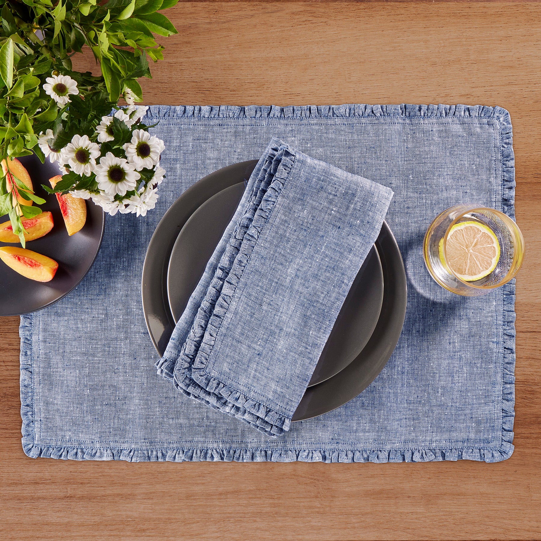 Juliette Ruffled Napkins - Set of 4 Premium Cotton Dinner Napkins for Formal Dining & Special Occasions