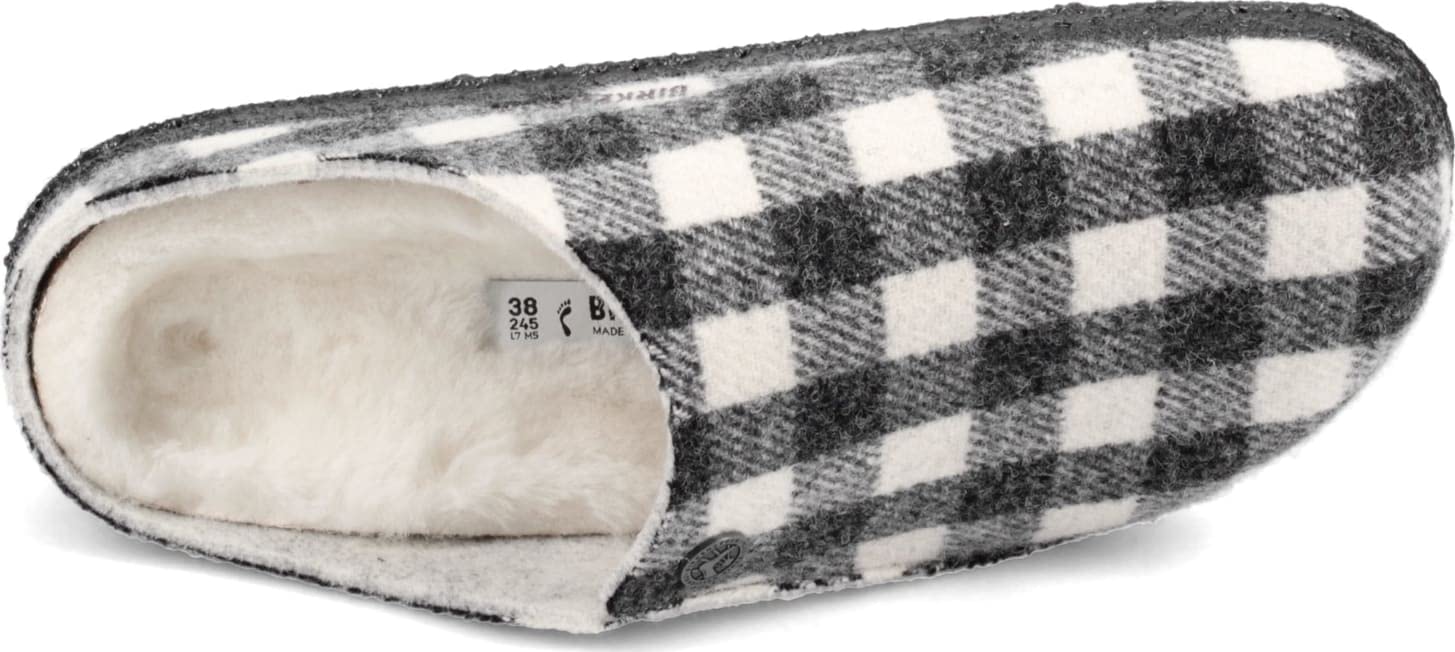 Birkenstock Women's Zermatt Shearling Flats - Plaid White - Size 5 Narrow US - Comfortable Winter Slippers for Home, Office & Travel