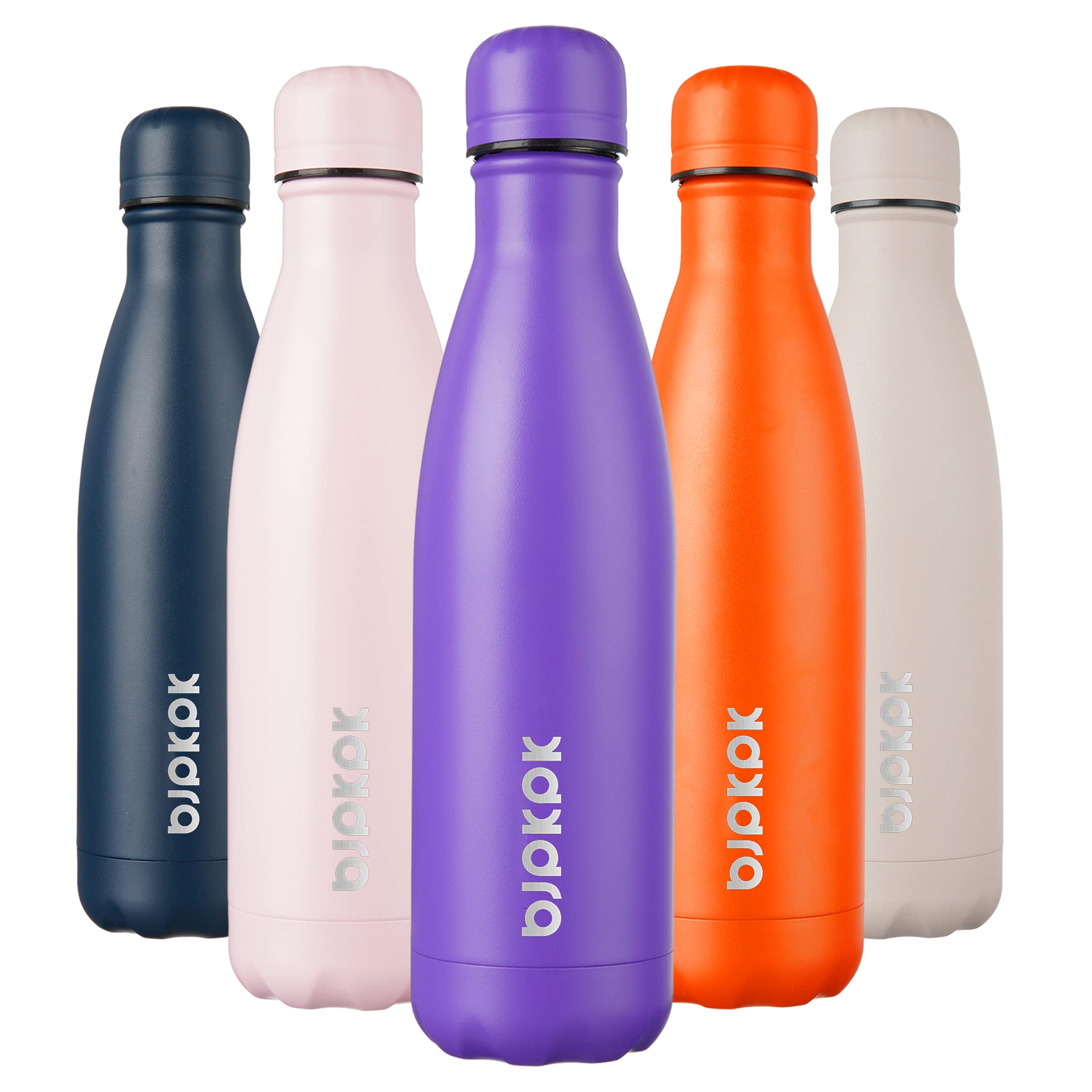 BJPKPK 17oz Insulated Stainless Steel Water Bottle with Purple Cap - 24 Hour Cold & 12 Hour Hot Retention, BPA Free, Leak Proof Sports & Travel Water Bottle - Perfect for Gym, Hiking, Camping and Outdoor Activities