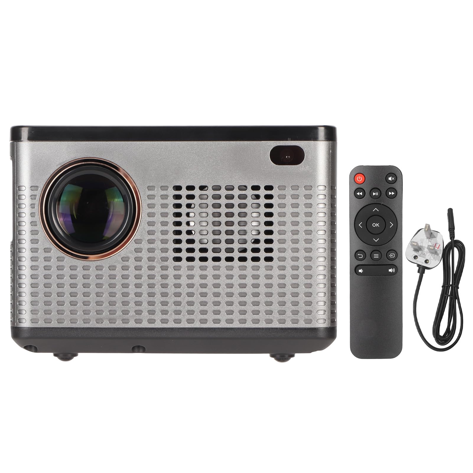 RajoNN WiFi Video Projector 1280x720P HD, 2.4G/5G Dual Band Wireless, Smartphone Screen Mirroring for Home Theater, Outdoor Movie Nights, and Classroom Presentations (UK Plug)