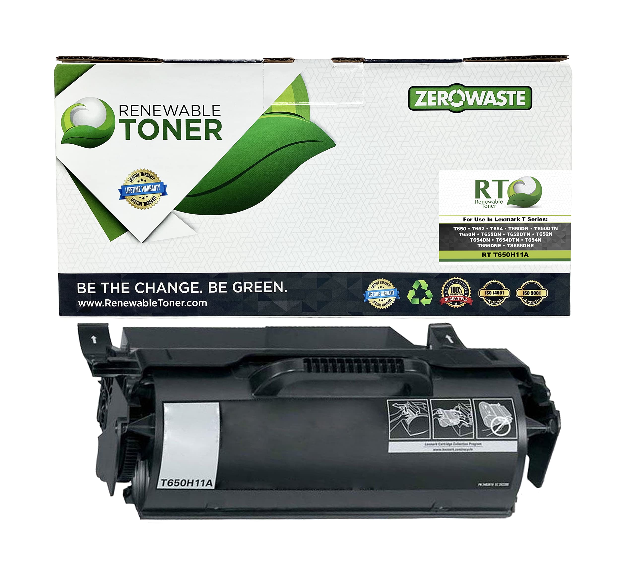 High Yield Lexmark T650H11A T652 T654 T656 TS654dn TS656dne Compatible Black Toner Cartridge - Renewable Replacement for Office & Home Printing Needs