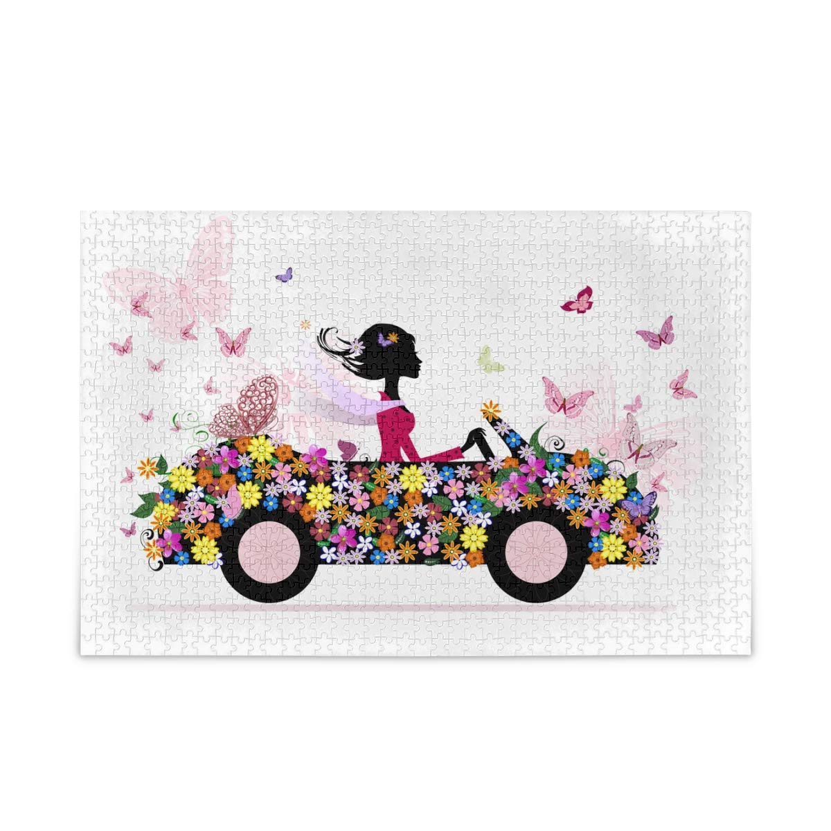 500-Piece Jigsaw Puzzle for Adults - Romantic Flower Car Wooden Puzzle with Storage Bag, Challenging Family Game for Teens & Adults | Perfect for Staycation, Date Night & Stress Relief