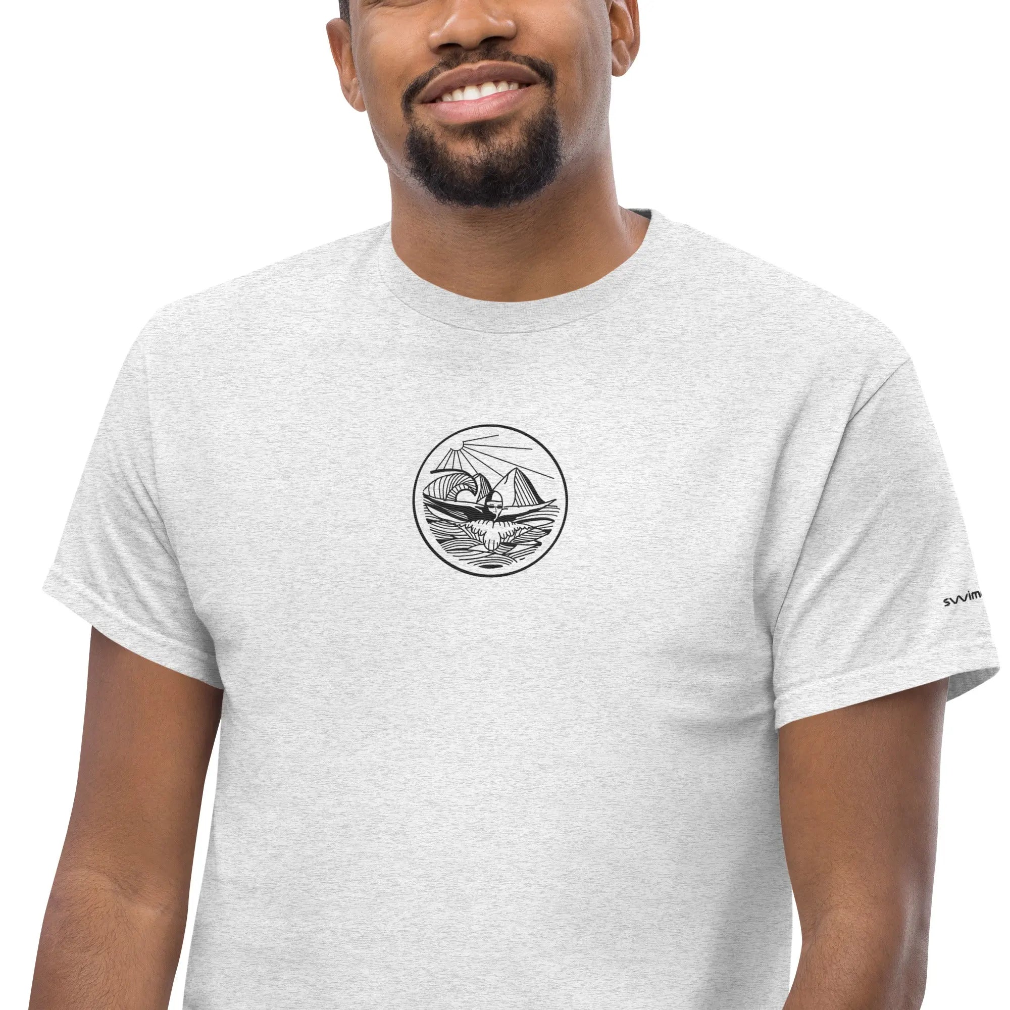 Designer Mountain Swimmer Graphic T-Shirt - Unisex Casual Tee for Men & Women | Perfect for Outdoor Adventures, Beach Trips, and Streetwear Fashion