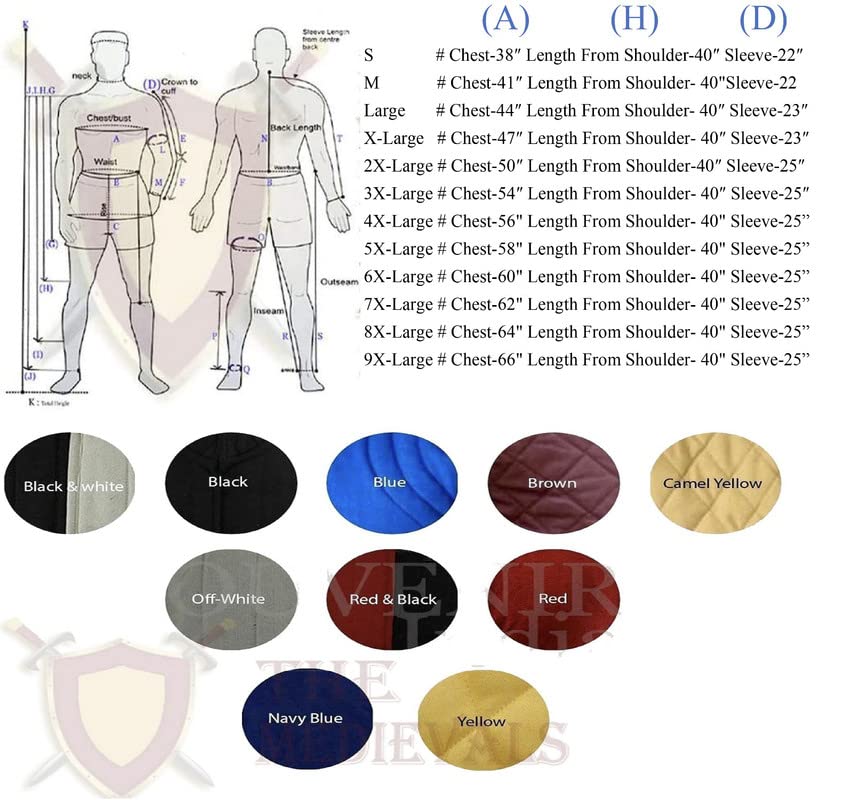 THE MEDIEVALS Medieval Thick Padded Gambeson Coat - Full Sleeves Aketon Jacket Armor for LARP, Cosplay & Historical Reenactment | Authentic Battle-Ready Protection