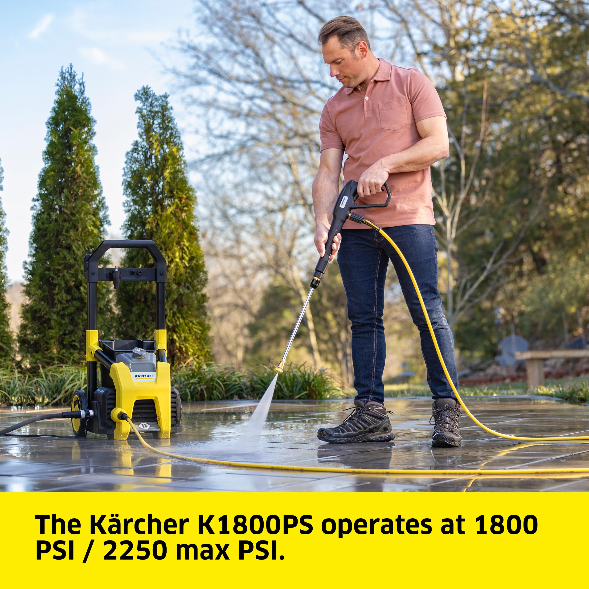 Kärcher K1800PS Electric Pressure Washer - 2250 Max PSI, 1.46 GPM with 3 Spray Nozzles & Detergent Tank - Ideal for Car Washing, Driveway Cleaning, House Siding, Patio & Deck Cleaning - High Performance Home & Garden Power Cleaner