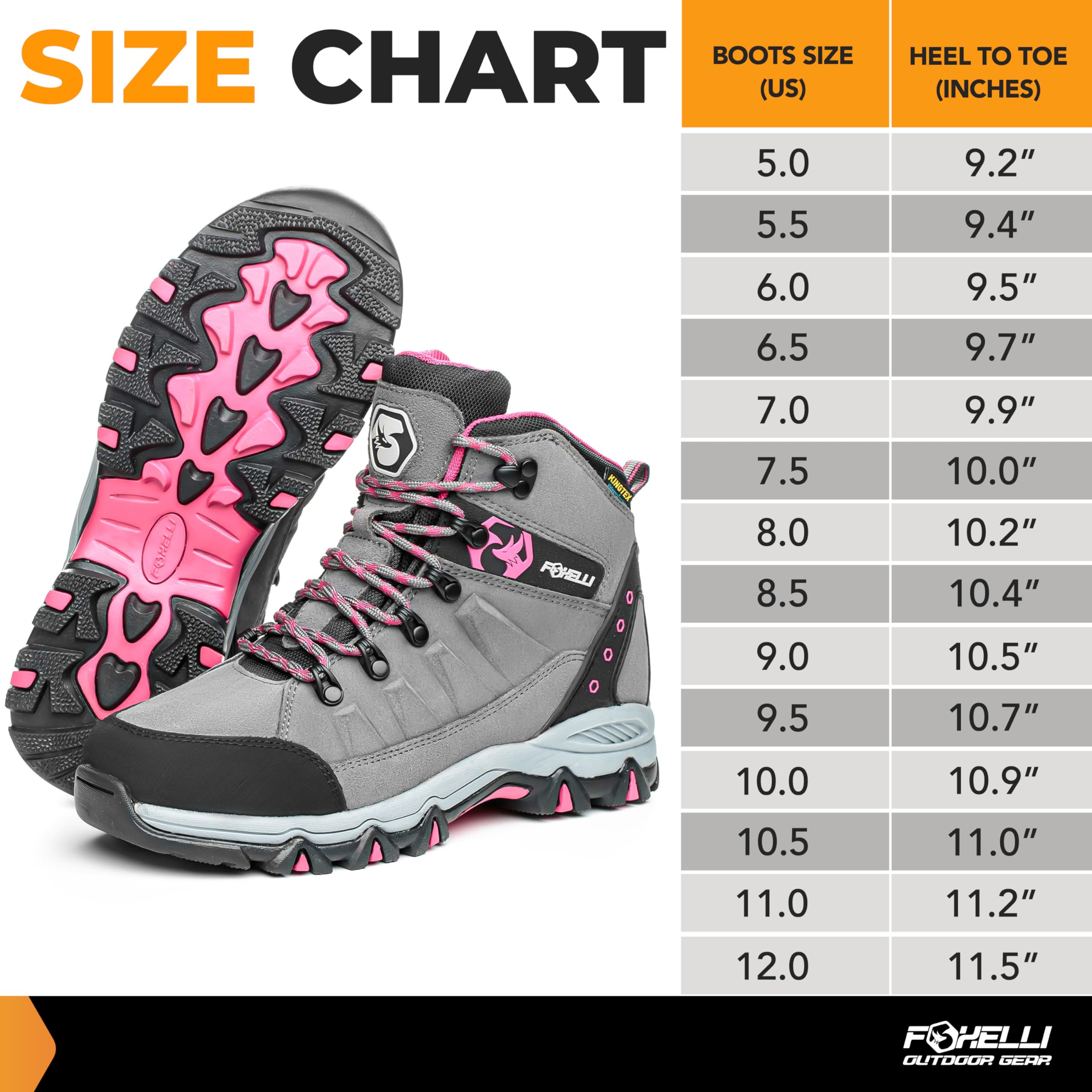 Foxelli Women's Hiking Boots Waterproof Lightweight Breathable Suede Leather - Perfect for Outdoor Adventures, Trail Walking & Camping