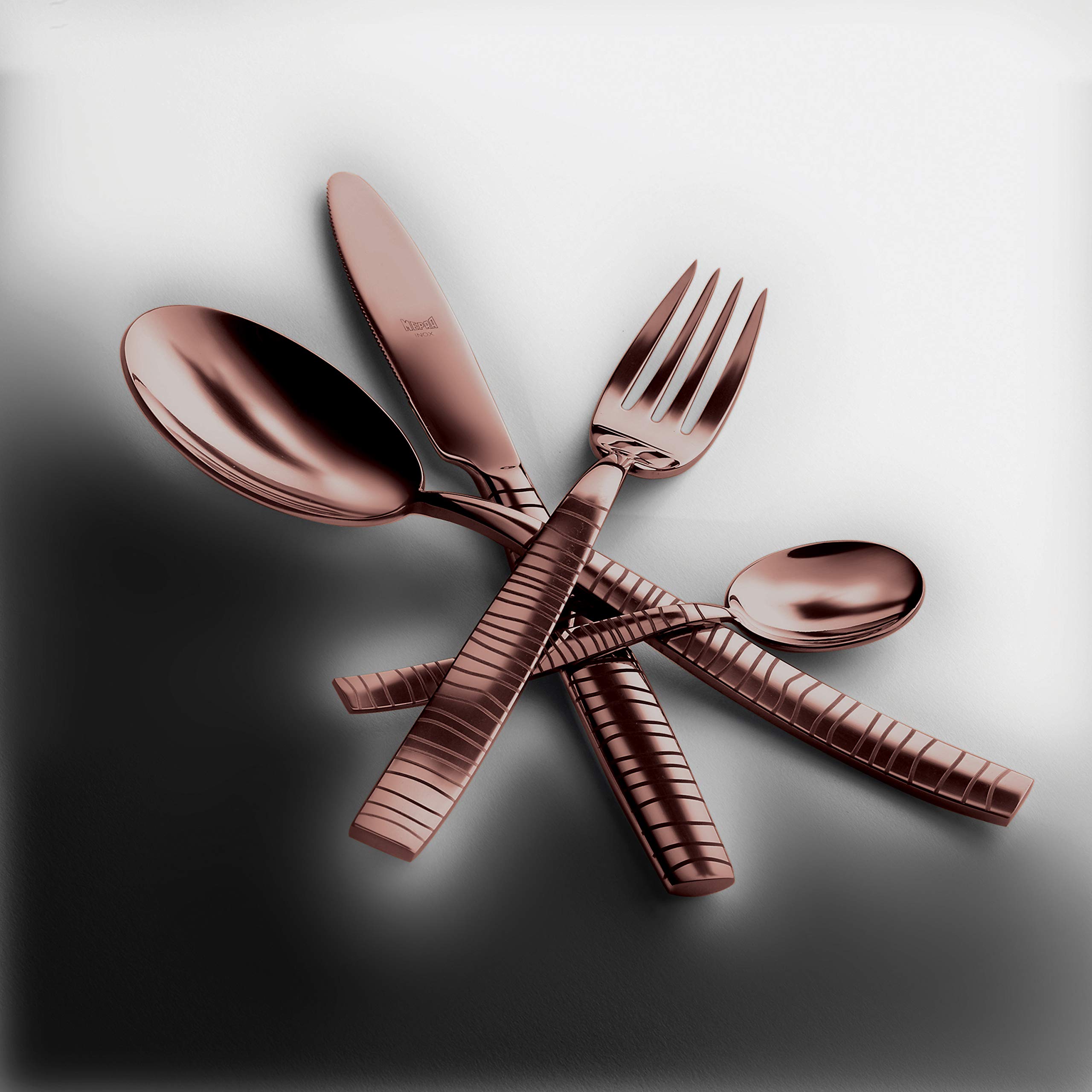 Premium MEPRA Flatware Set - 18/10 Stainless Steel Rose Gold Cutlery Set for 4, 8, or 12 - Elegant Dining Utensils for Wedding, Anniversary, and Special Occasions