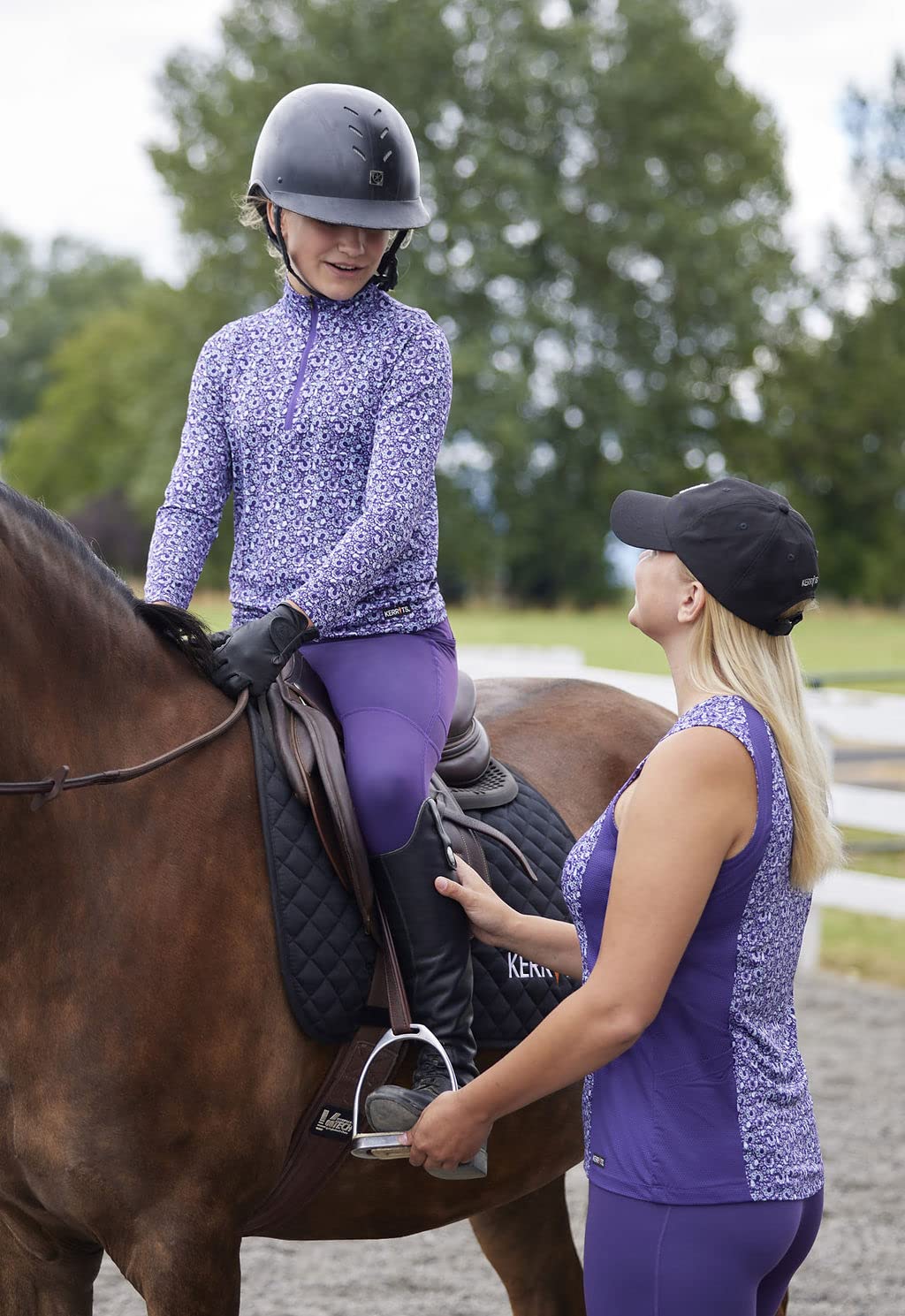 Kerrits Kids Ice Fil Full Seat Horse Riding Tech Tights - Cooling Breathable Equestrian Leggings with Pockets for Girls & Boys | Summer Riding Lessons, Horse Shows & Stable Activities