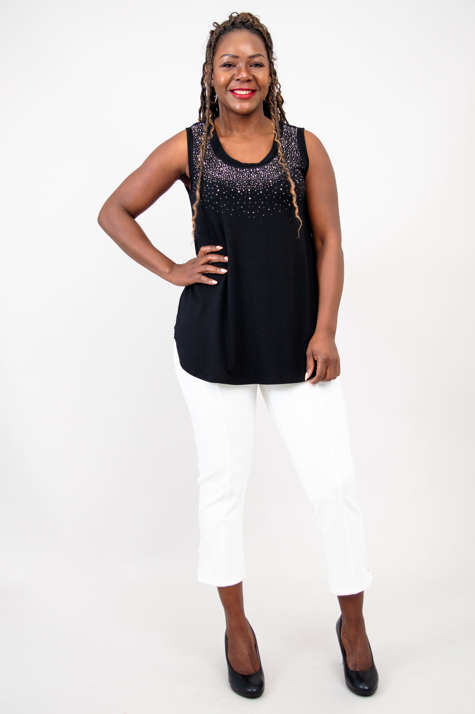 Stylish Jazz Tank Top - Black Diamond Print - Soft Bamboo Fabric for Women | Perfect for Yoga, Dance & Casual Wear