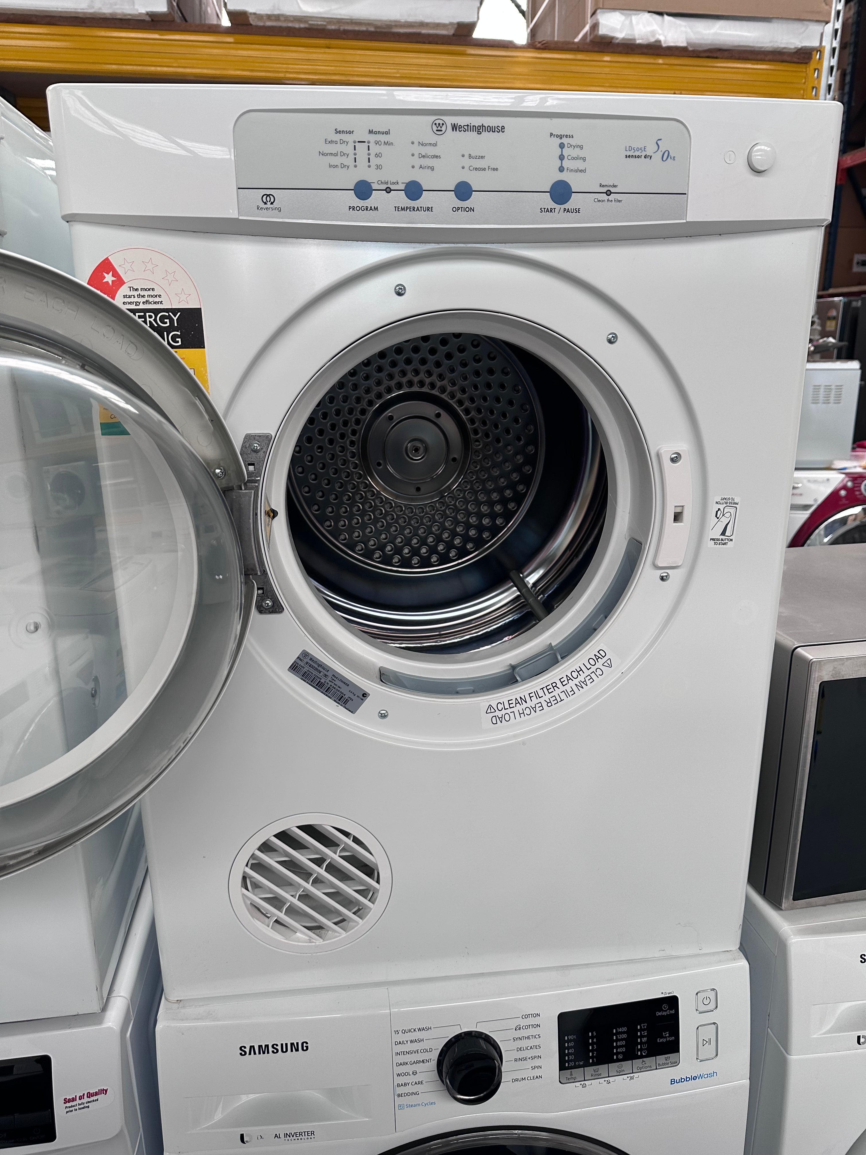 Westinghouse 5kg AutoSensing Dryer - Energy Efficient Refurbished Laundry Machine for Home & Apartment Use | Perfect for Small Spaces & Eco-Friendly Drying