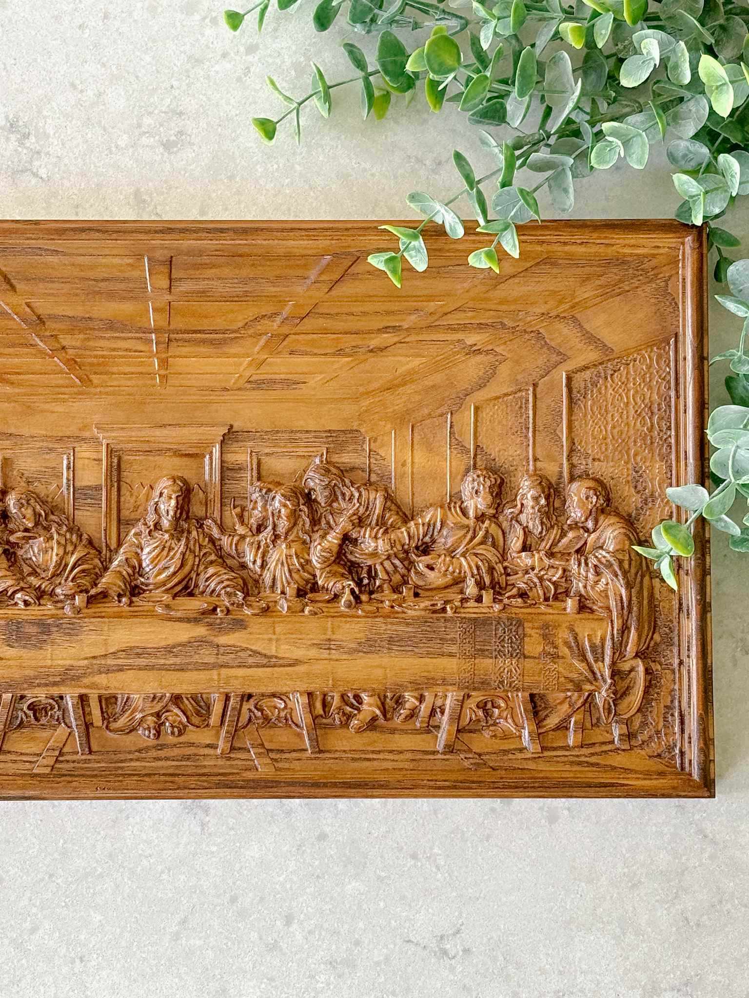 The Last Supper Wooden Plaque - Religious Home Decor Wall Art for Christian Gifts & Church Interiors - Perfect for Living Room, Bedroom & Prayer Spaces