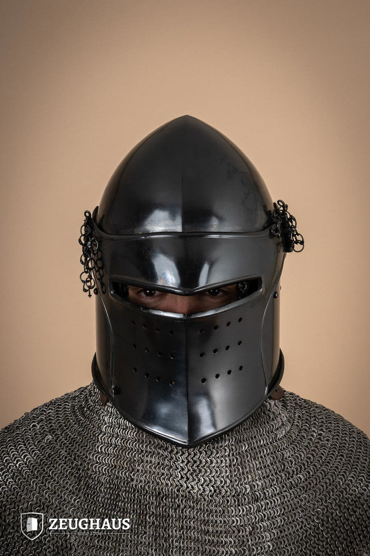 Bascinet Avenger 1.6mm Burnished Medieval Helmet - Authentic Knight Armor for LARP, Cosplay & Historical Reenactment