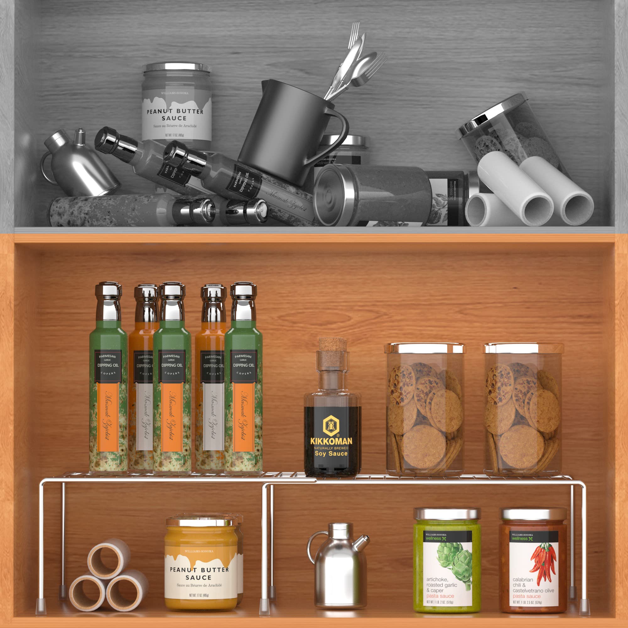 iPEGTOP 4-Tier Freezer Cabinet Storage Shelf Set - 8-Piece Expandable Heavy-Duty Rustproof Metal Wire Spice Rack - Adjustable Kitchen Organizer for Counter, Fridge, Pantry & Drawer - Space Saving Solution for Small Kitchens & Home Organization