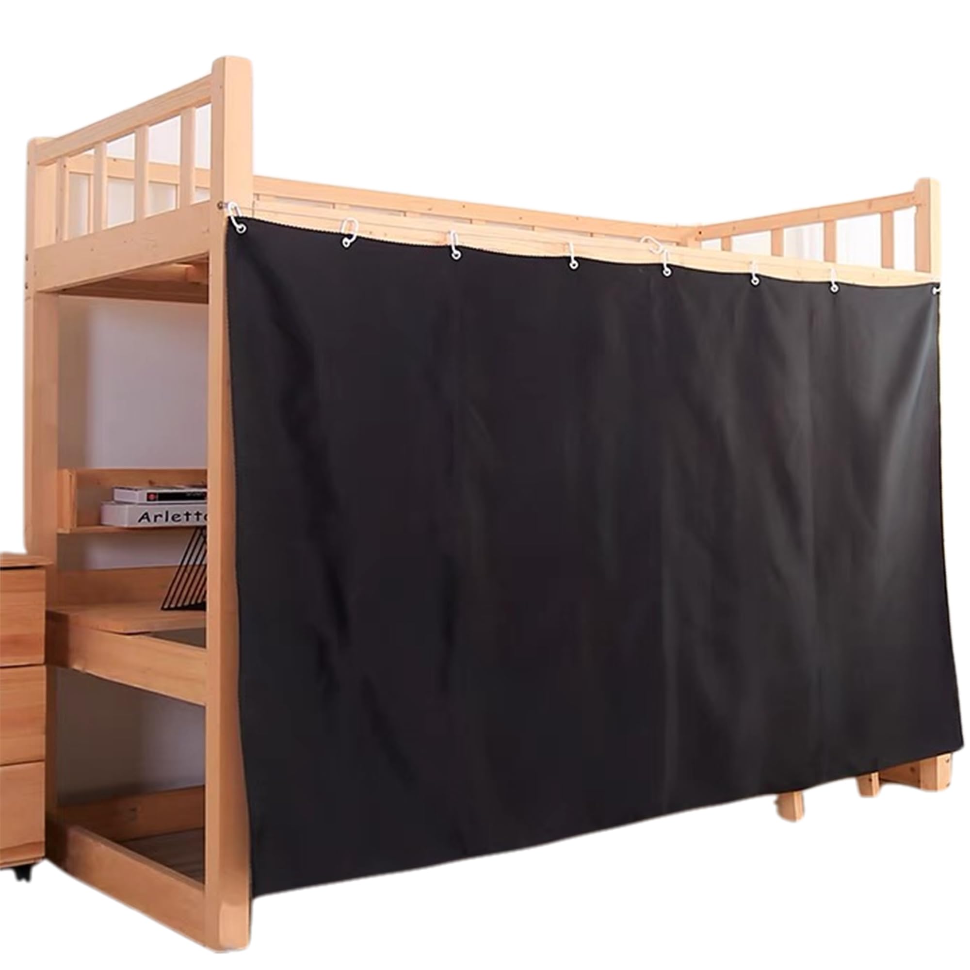 Blackout Curtains for Bottom Bunk Bed - Thick Solid Dorm Room Curtain Panel for College Students (Men & Women) - Perfect for Privacy, Light Blocking and Better Sleep in Dorms or Shared Bedrooms (1 Panel, Black)