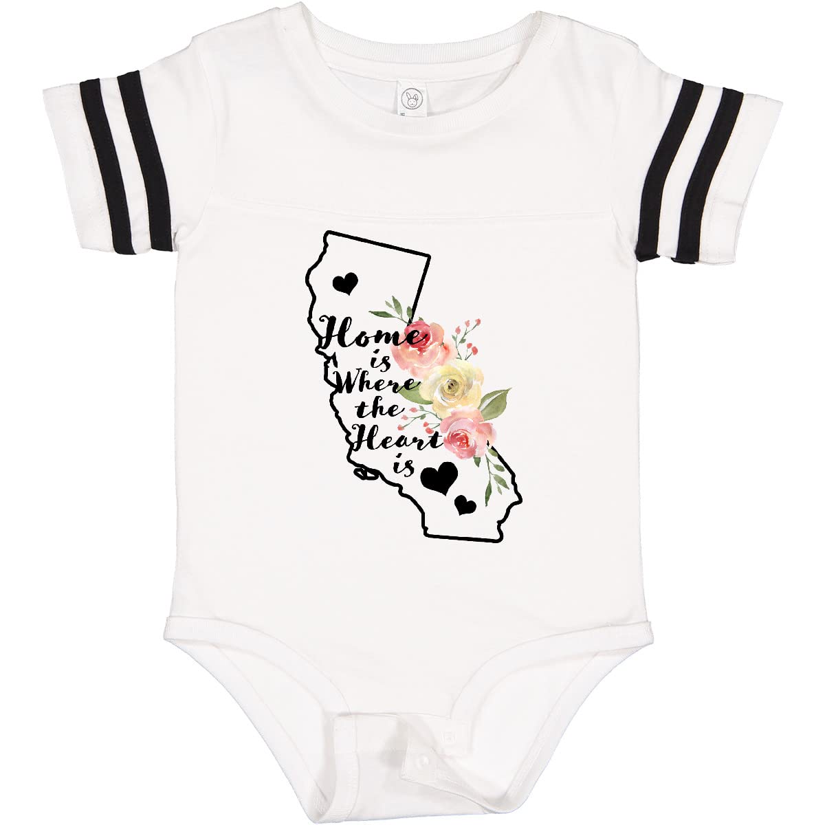 Inktastic California Home is Where The Heart is Watercolor Baby Bodysuit - Soft Cotton Onesie for Newborns & Infants, Perfect for Family Photos, Baby Showers & Everyday Wear