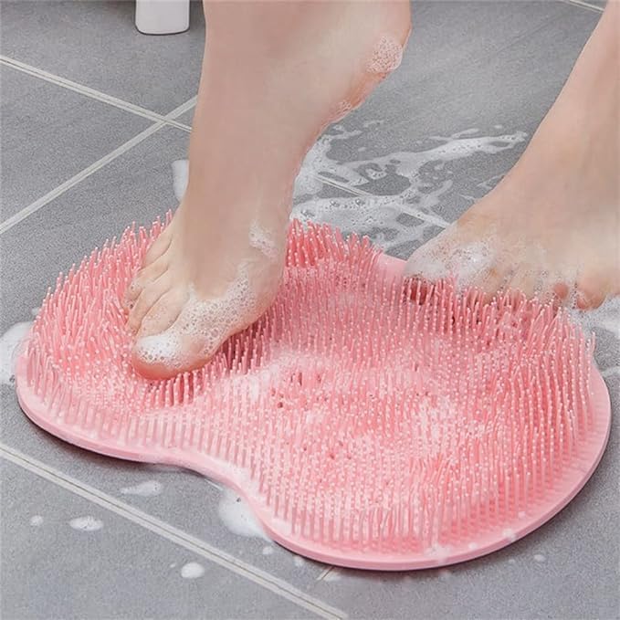 ITUSHA Shower Foot Scrubber Mat with Exfoliating Bristles - Wall Mounted Bath Wash Pad with Suction Cups - Non-Slip Foot Roller for Exfoliation & Massage (1PC) - Perfect for Spa, Pedicure & Home Relaxation