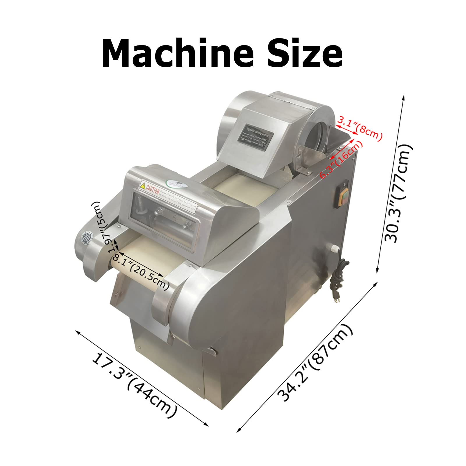 Commercial Vegetable Chopper - Automatic Fruit Dicing Machine with 4 Stainless Steel Blades (0.04
