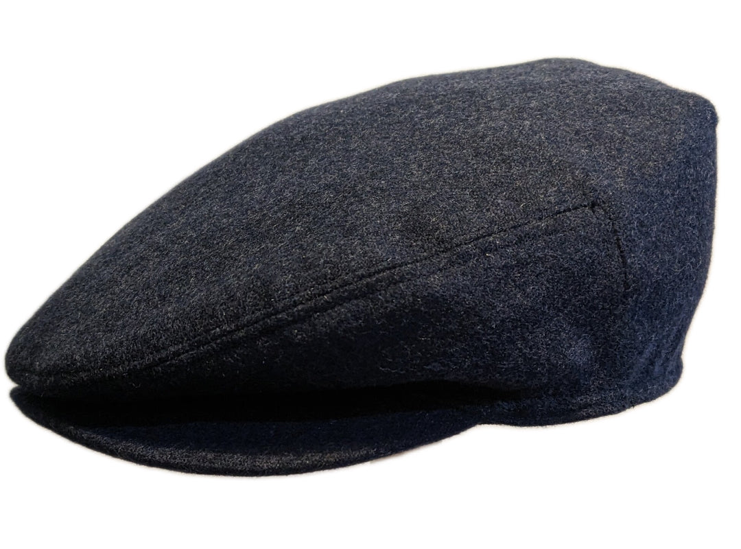 Premium Wool Flat Cap in Navy - Grand Hatters House Label - Classic Men's Hat for Casual Wear, Outdoor Activities & Vintage Style Fashion