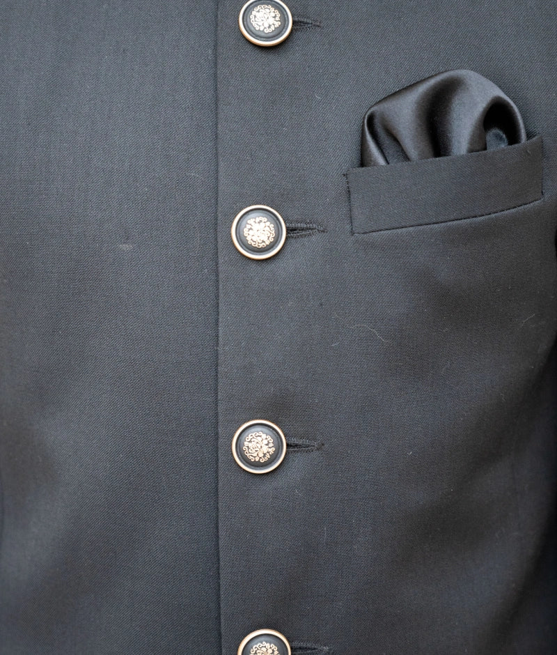 **Pre-Order: Elegant Black Sherwani with Salwar Set for Men – Perfect for Weddings, Festivals & Special Occasions**