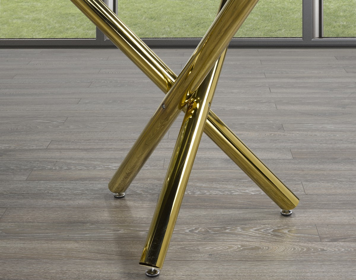 6-Piece Modern Dining Set in Black & Gold - Elegant Kitchen & Dining Room Furniture for Small Spaces & Apartments