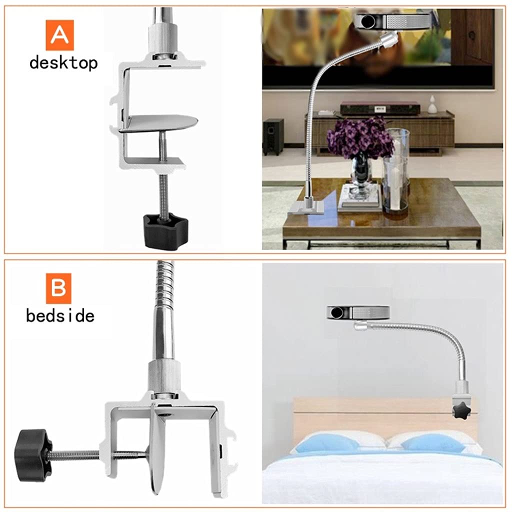 Adjustable Gooseneck Projector Stand - 360° Flexible Carbon Steel & Aluminum Alloy Clip Mount for Bedside or Desktop (Large Size) - Perfect for Home Theater, Office Presentations & Outdoor Movie Nights