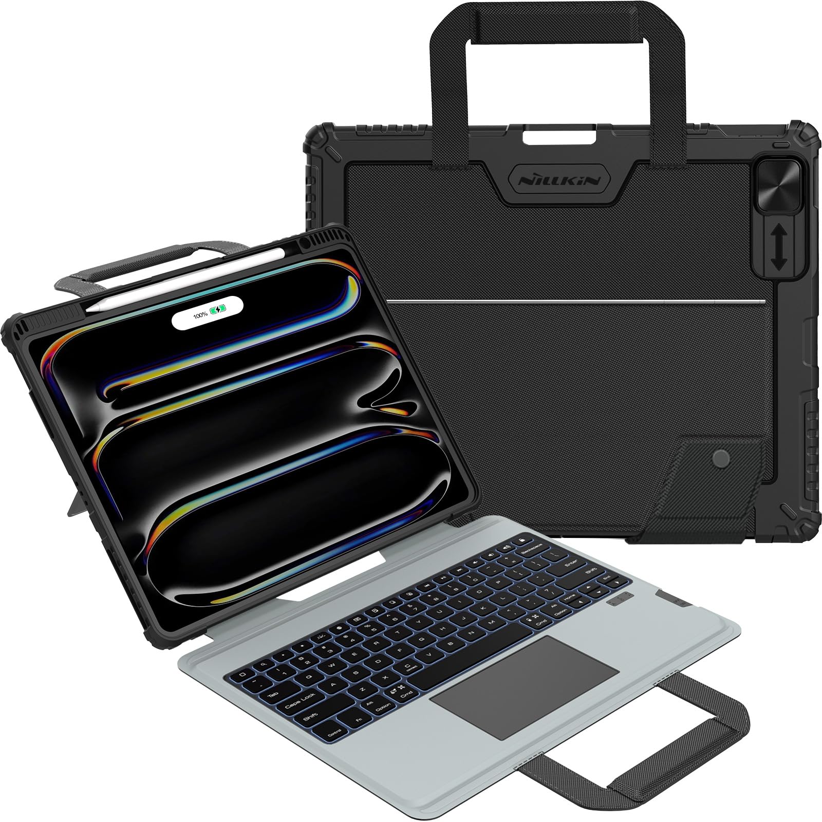 Nillkin Magic Keyboard for iPad Pro 13 inch M4 (2024) - Slim Protective Case with Backlit Keyboard, Large Trackpad & Apple Pencil Holder | 7-Color RGB Lighting, Camera Protection | Perfect for Work, Travel & Creative Projects (Black)
