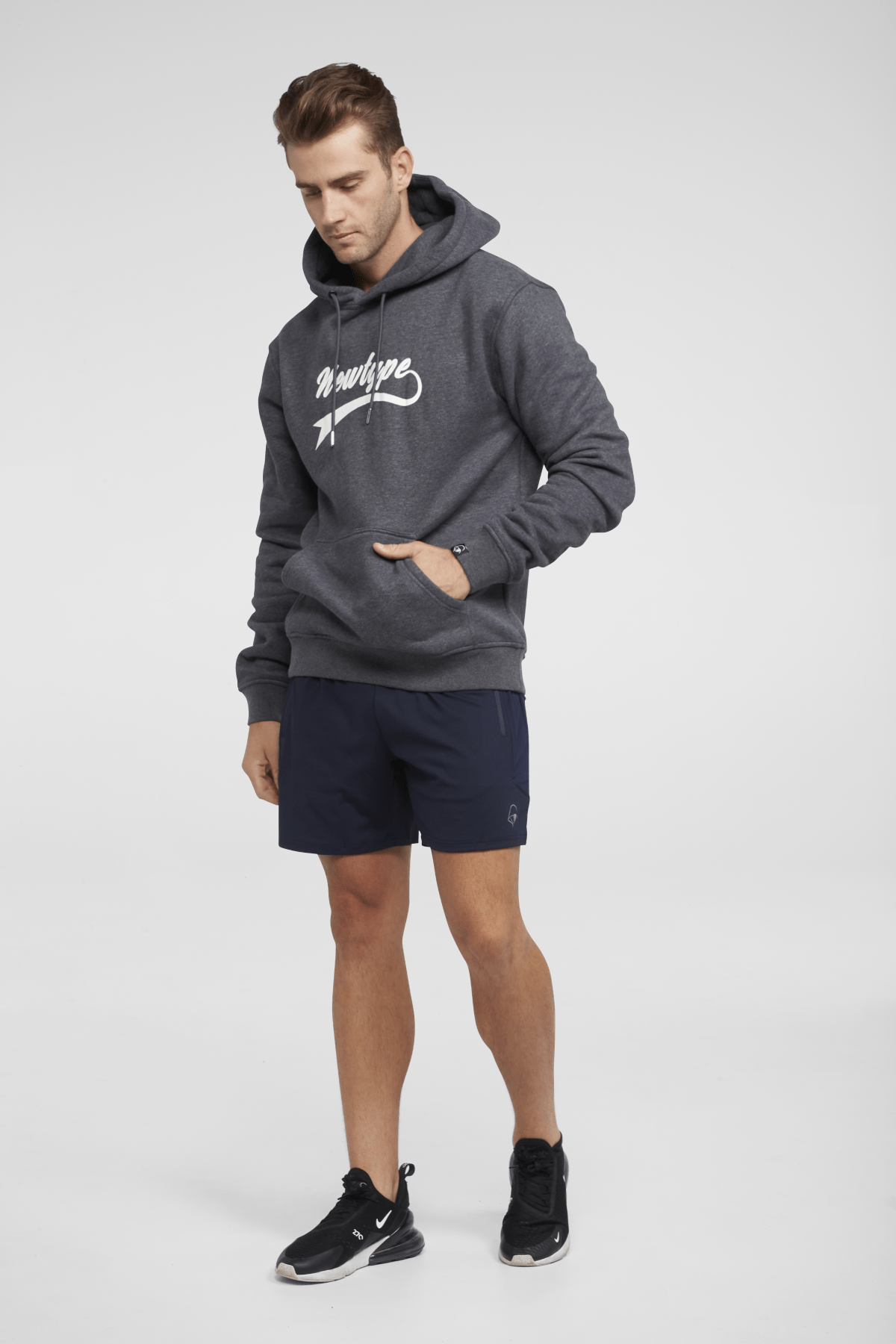 Dynamic Hooded Pullover Sweatshirt for Men & Women - Soft Fleece Lined Comfortable Zip Up Jacket - Charcoal Grey Casual Wear for Gym, Running & Outdoor Activities