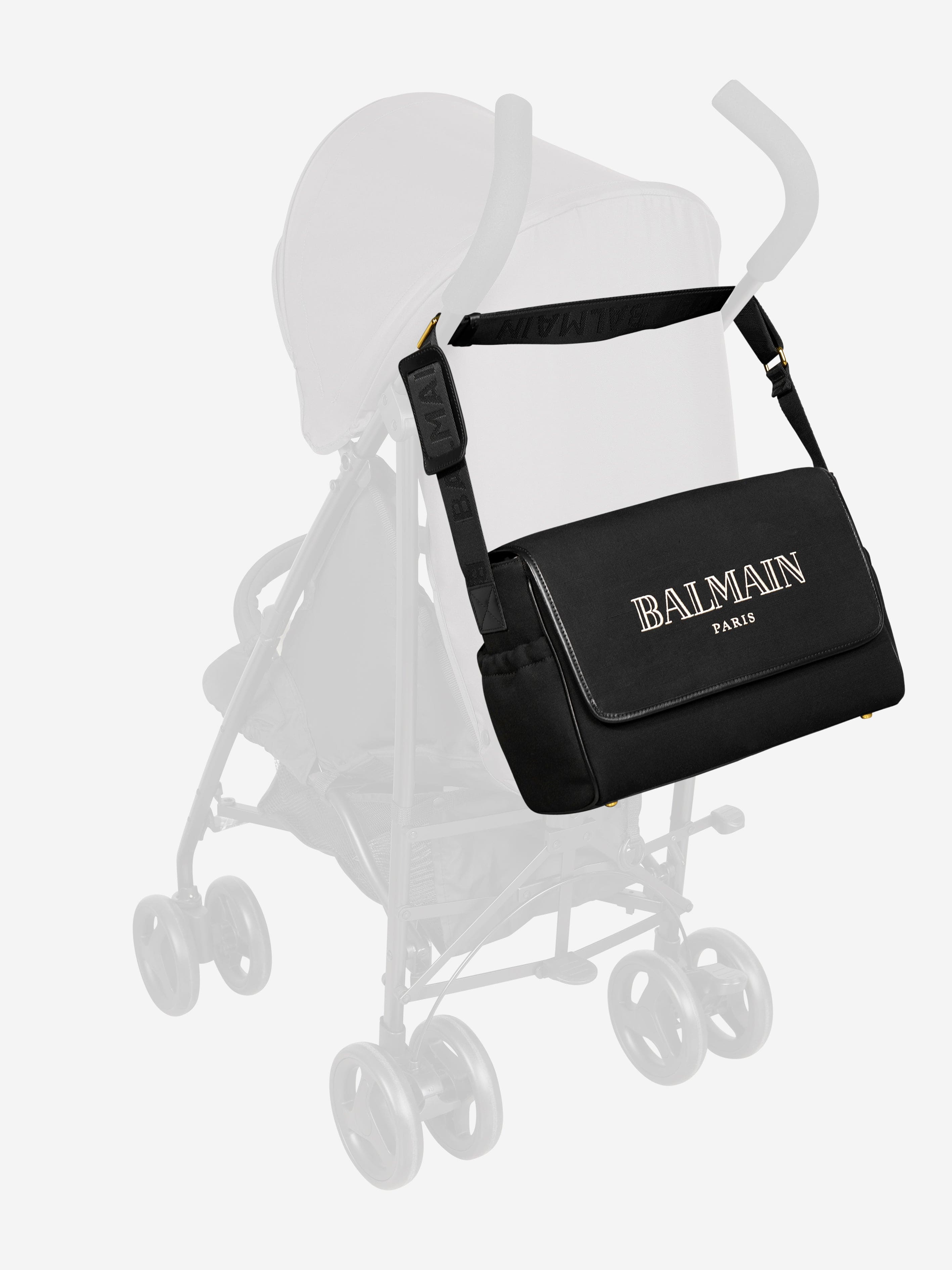 Balmain Baby Logo Black Diaper Bag 40cm - Stylish & Spacious Changing Tote for Moms, Perfect for Nursery, Travel & On-the-Go Parenting