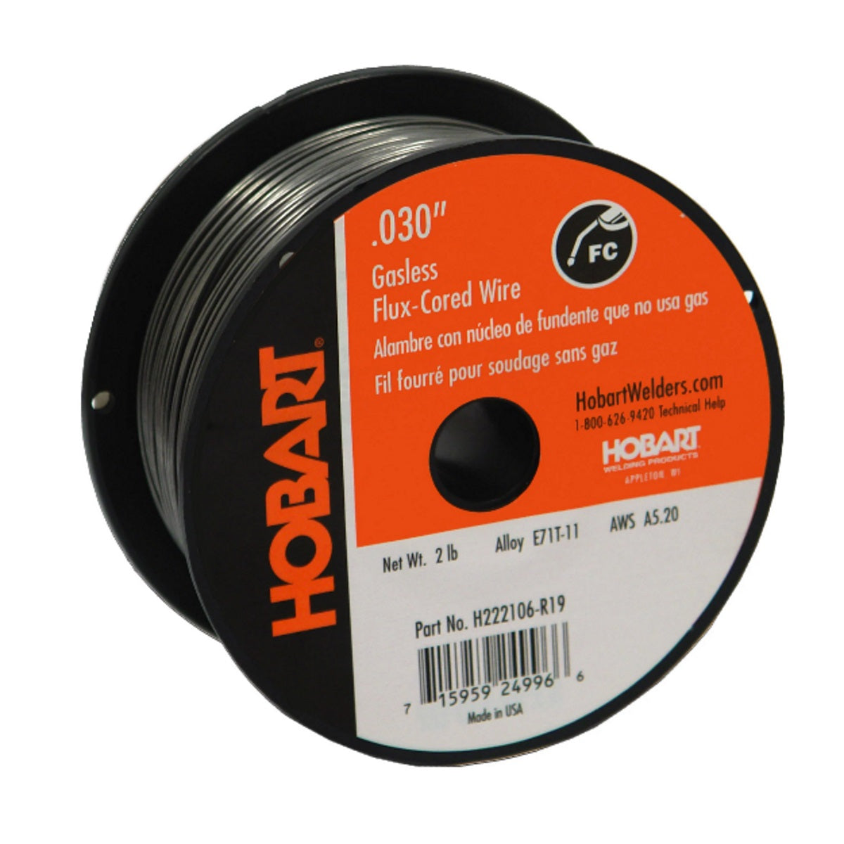 Hobart Fabshield 21B .030 x 2lb Flux Cored Welding Wire (E71TGS030X2) - Ideal for MIG Welding, Metal Fabrication & DIY Projects