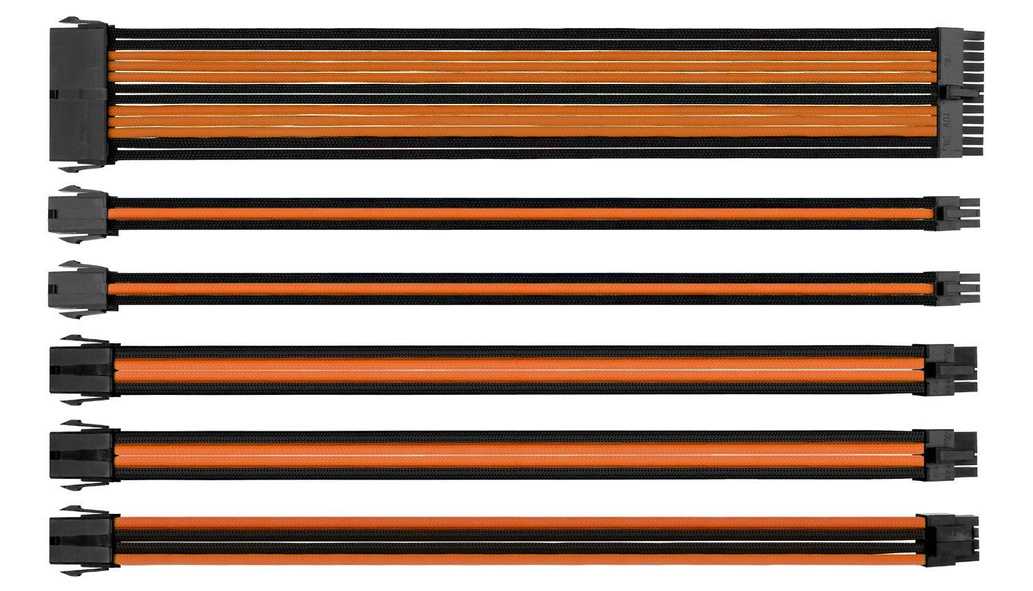 Thermaltake TtMod Sleeve Extension Power Supply Cable Kit - ATX/EPS/8-Pin PCI-E/6-Pin PCI-E with Cable Combs (Orange/Black) for Custom PC Builds & Gaming Rigs - Model AC-036-CN1NAN-A1