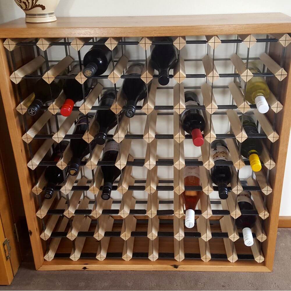 Vino Stack 9 Pocket Mahogany Wine Rack - Space Saving Wine Storage for Kitchen, Bar, or Dining Room Display